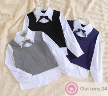 Школьный джемпер (имитация) для девочки купить оптом
