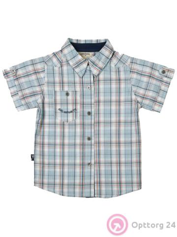 Рубашка детская с коротким рукавом в клетку. купить оптом