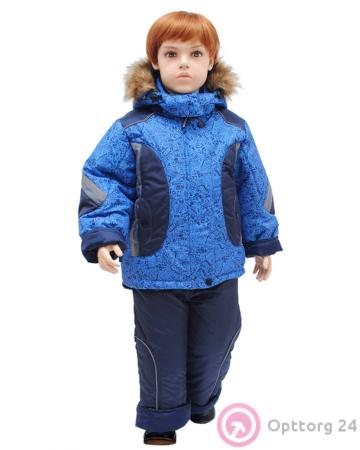 Комплект-двойка для мальчика синего цвета с буквенным принтом купить оптом