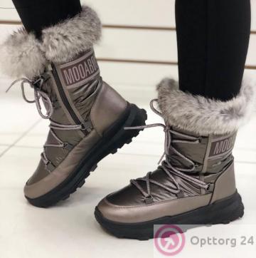Сапоги-дутики женские декорированы мехом купить оптом