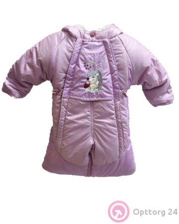 Куртка детская розового цвета с нашивкой в виде Ёжика купить оптом