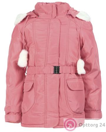 Куртка детская коралловая с белым мехом купить оптом