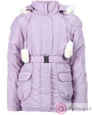 Куртка детская сиренево-розовая с белым мехом купить оптом