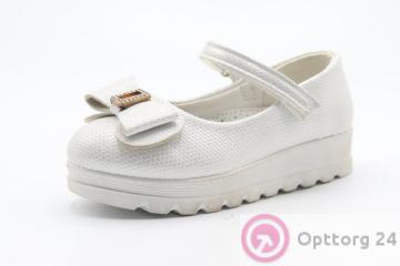 Туфли для девочек школьные с бантом белого цвета купить оптом