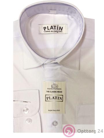 Детская рубашка для мальчика прямого кроя с длинным рукавом "Platin" цвет белый купить оптом