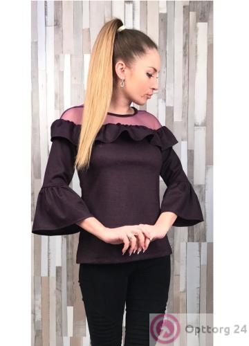 Блузка женская черного цвета с волнами купить оптом