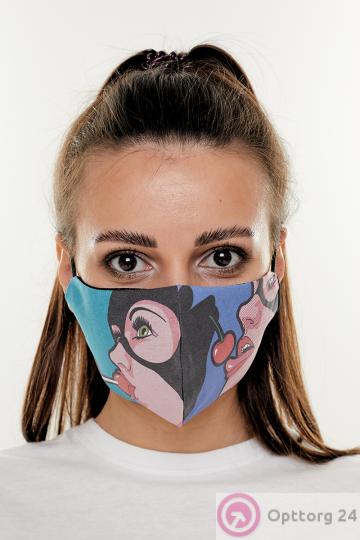 Маска тканевая с принтом цветная купить оптом