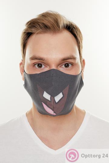 Маска тканевая с принтом зуба купить оптом