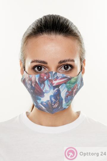 Маска тканевая с принтом мульт героев купить оптом