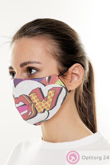 Маска тканевая с принтом букв купить оптом