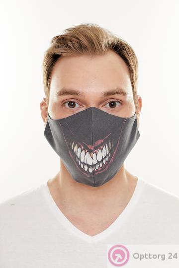 Маска тканевая с принтом черного цвета купить оптом