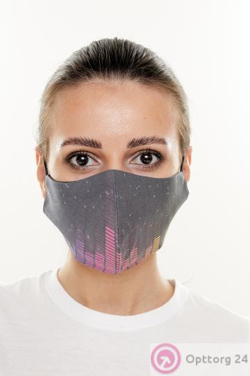 Маска тканевая с принтом эквалайзера купить оптом