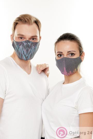 Маска тканевая с различным принтом купить оптом