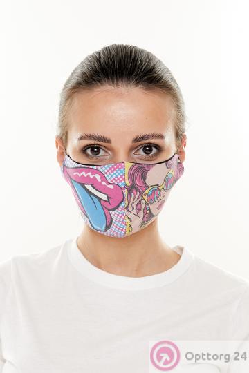 Маска тканевая с двумя рисунками  купить оптом