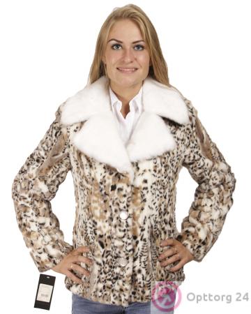 Куртка женская, из искусственного меха, раскрас "Леопард" купить оптом