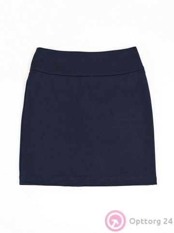 Юбка школьная классическая трикотажная синего цвета для девочки купить оптом
