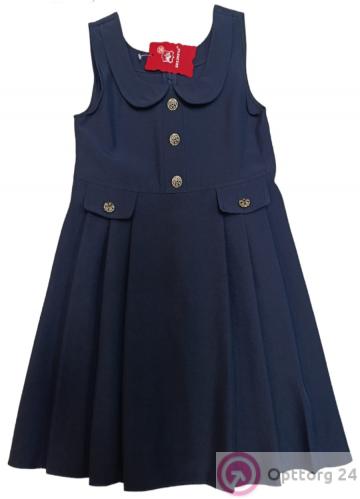 Сарафан для девочки подростковый с пуговицами тёмно-синего цвета купить оптом