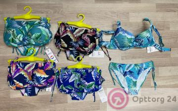 Купальник женский открытый с принтом перышек купить оптом