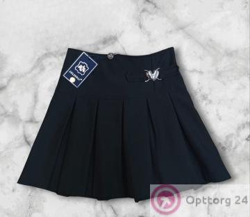 Юбка в складку для девочки школьная чёрного цвета купить оптом