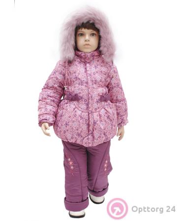 Комплект для девочек зимний розовый с бантиками купить оптом