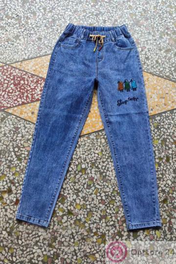 Джинсы женские на резинке с принтом уток купить оптом