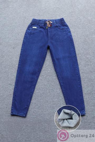 Джинсы женские с начесом на резинке с вытачками купить оптом