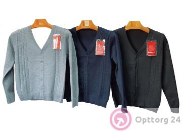 Джемпер школьный вязаный на пуговицах с рисунком купить оптом