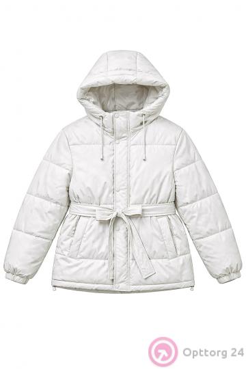 Куртка женская демисезонная с капюшоном и поясом купить оптом