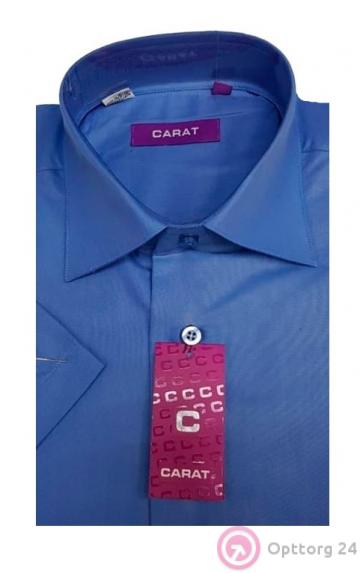 Рубашка мужская однотонная с короткими рукавами CARAT, ярко-синяя купить оптом