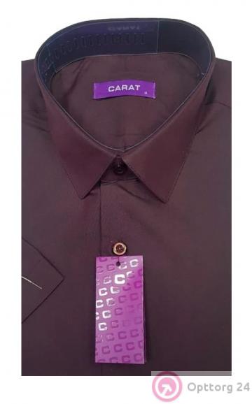 Рубашка мужская однотонная с короткими рукавами CARAT, бордовая купить оптом