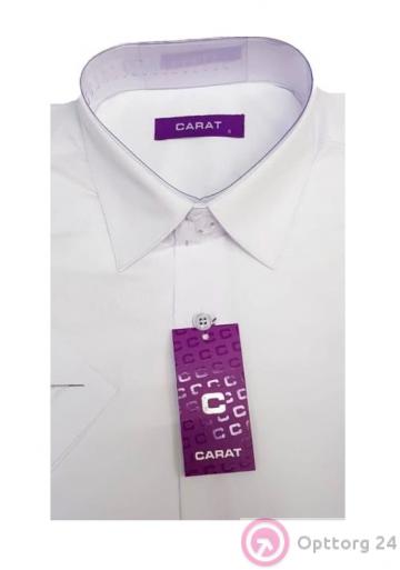 Рубашка мужская однотонная с короткими рукавами CARAT, белая купить оптом