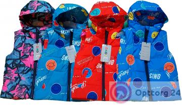 Жилет детский на синтепоне DADITA, разноцветные купить оптом