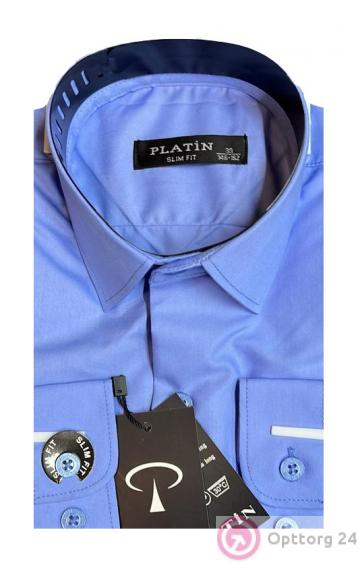Рубашка подростковая для мальчика "Platin", синяя купить оптом