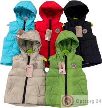 Жилет детский на синтепоне с принтом DADITA, разноцветные купить оптом