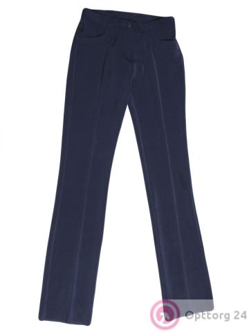 Брюки детские для девочки темно-синего цвета классического кроя купить оптом