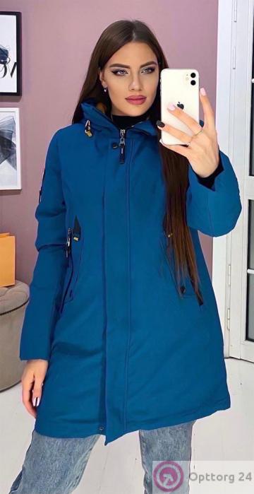 Куртка-парка зимняя женская цвет васильковый купить оптом