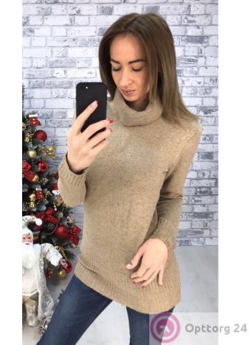 Джемпер женский удлиненный бежевый купить оптом