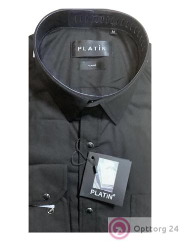 Рубашка мужская классическая прямая черная Platin купить оптом