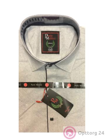 Классическая мужская рубашка летняя прямого кроя серая Paolo Maldini купить оптом