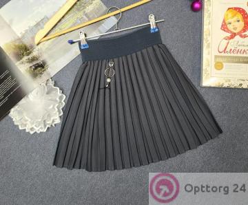 Юбка для девочки школьная плиссированная серого цвета  купить оптом