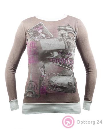 Джемпер детский бежевый с принтом купить оптом