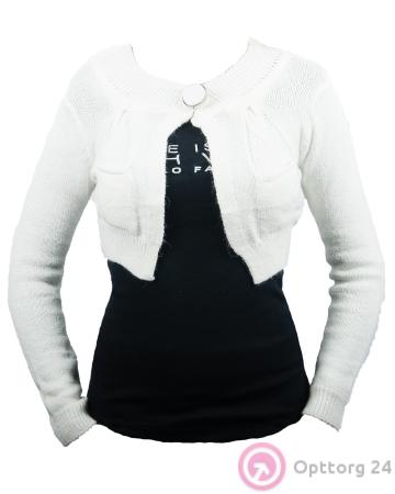 Болеро детское белое на пуговице купить оптом