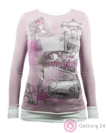 Кофта для девочки розовая с принтом купить оптом