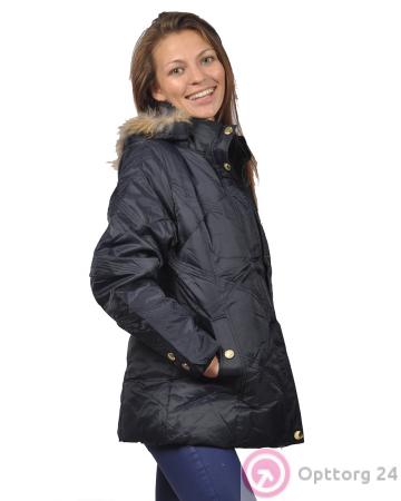 Куртка женская зимняя с меховой опушкой черная купить оптом