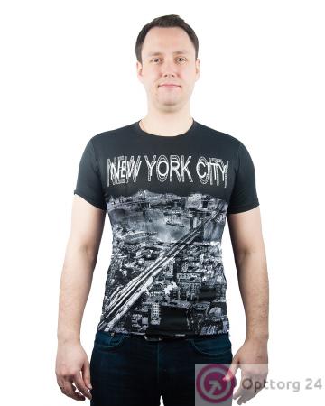 Футболка мужская черная с принтом "New York City" купить оптом