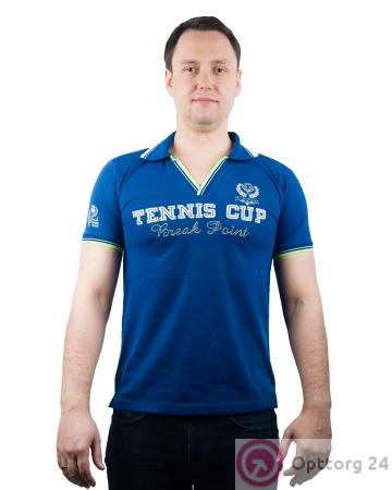 Рубашка-поло мужская с коротким рукавом синяя "Tennis cup" купить оптом