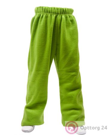 Брючки детские теплые из флиса светло-зеленые купить оптом