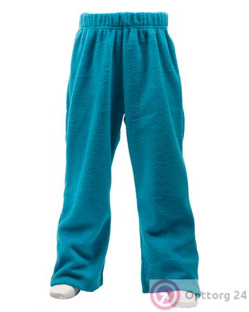 Брючки детские теплые из флиса бирюзового цвета купить оптом