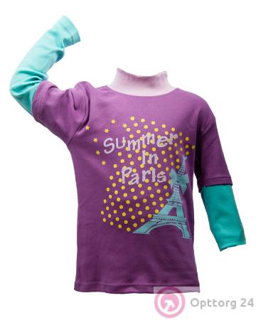 Футболка для девочки с длинным рукавом и принтом купить оптом