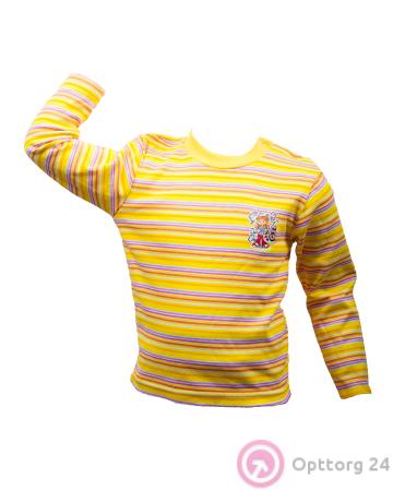 Футболка детская с длинным рукавом желтая в полоску купить оптом